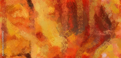 abstract watercolor background with copy space for your text and coffee, pastel orange and dark red color