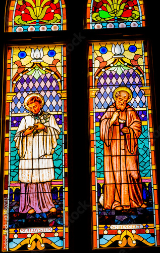 Saints Stained Glass San Fernando Cathedral San Antonio Texas photo