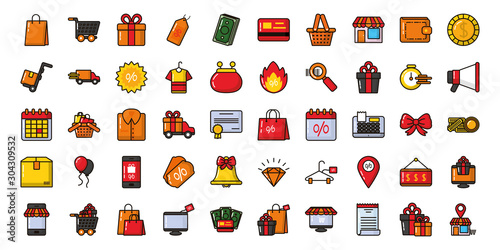 bundle of commercial set icons