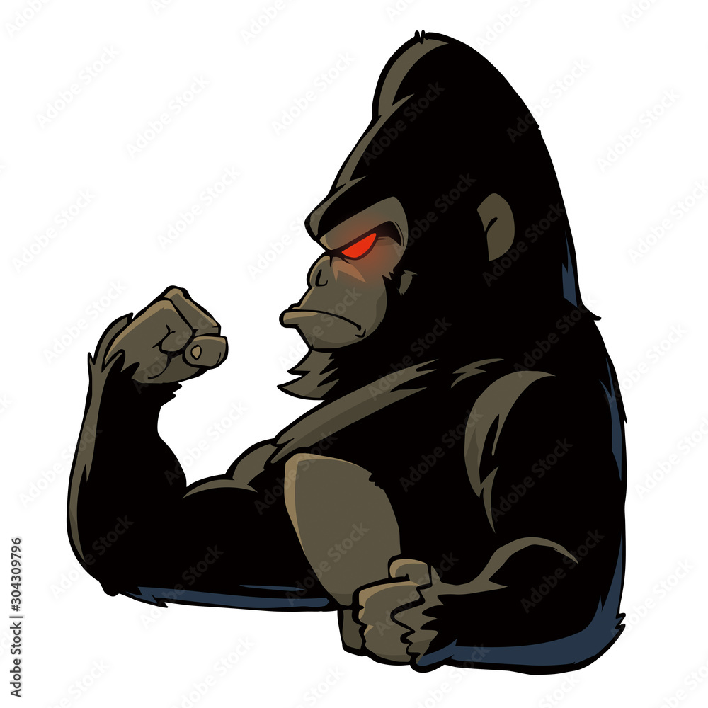 右手を引き寄せている横向きのリアルなゴリラ Stock ベクター Adobe Stock