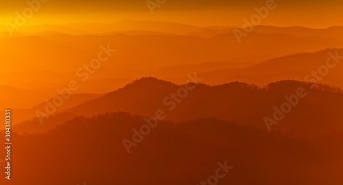 Mountain layers in the Appalachians under beautiful sunset light