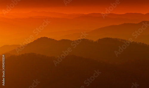 Mountain layers in the Appalachians under beautiful sunset light © Calin Tatu