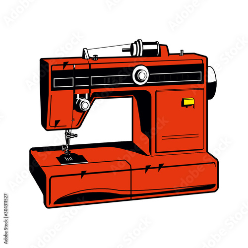 Sewing machine retro sketch for your design