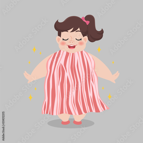 Fat woman love bacon enjoy eating Ketogenic Diet foods weight loss Healthcare concept cartoon.