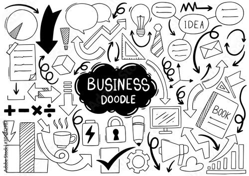Hand drawn business Idea doodles on white background