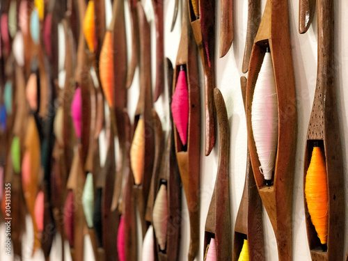 Thai handicraft wooden weaving shuttle for silk textile production