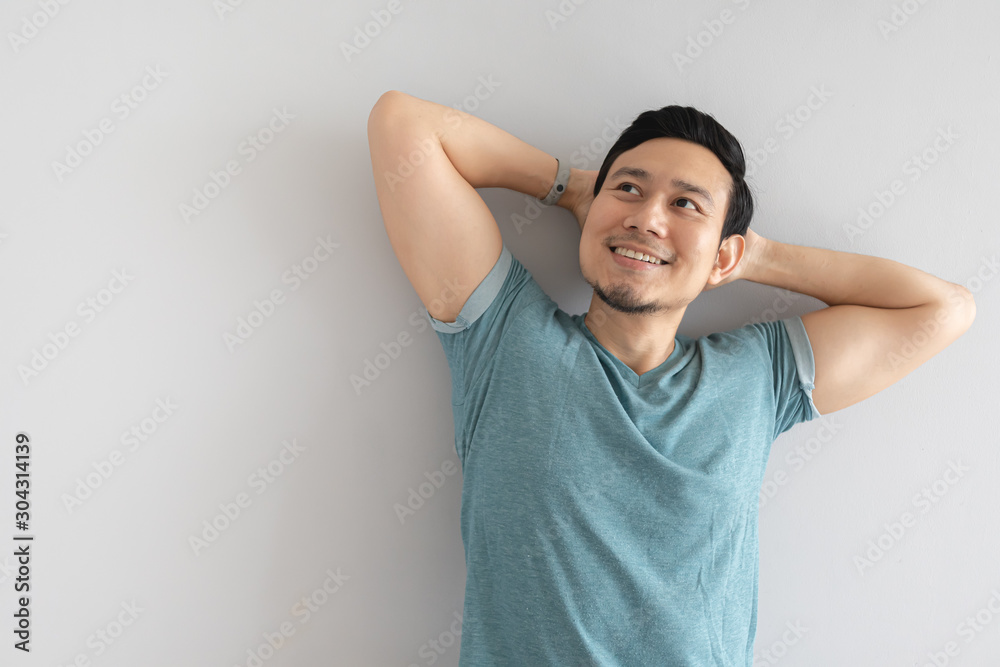 Happy man with chill face and carefree pose. Happy man with chill face and carefree pose.