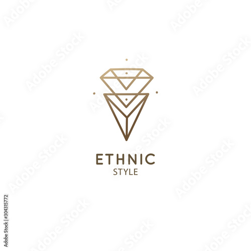 Linear abstract logo diamond photo