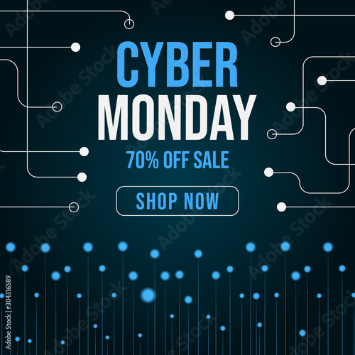 Cyber  Monday Banner abstract halftone background With Gold Color happy new year 2020 background can be used as a template for brochure, annual report, magazine, poster, presentation, flyer and banner