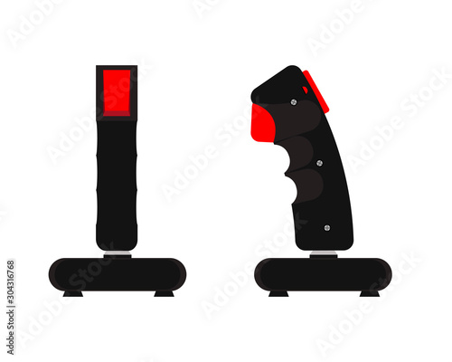Computer joystick 90s. Rear and side view. Flat style. Vector illustration.