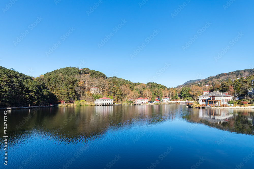 beautiful lake on mount lu in autumn