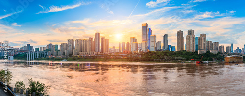 Sunset city architecture landscape and beautiful sky in Chongqing