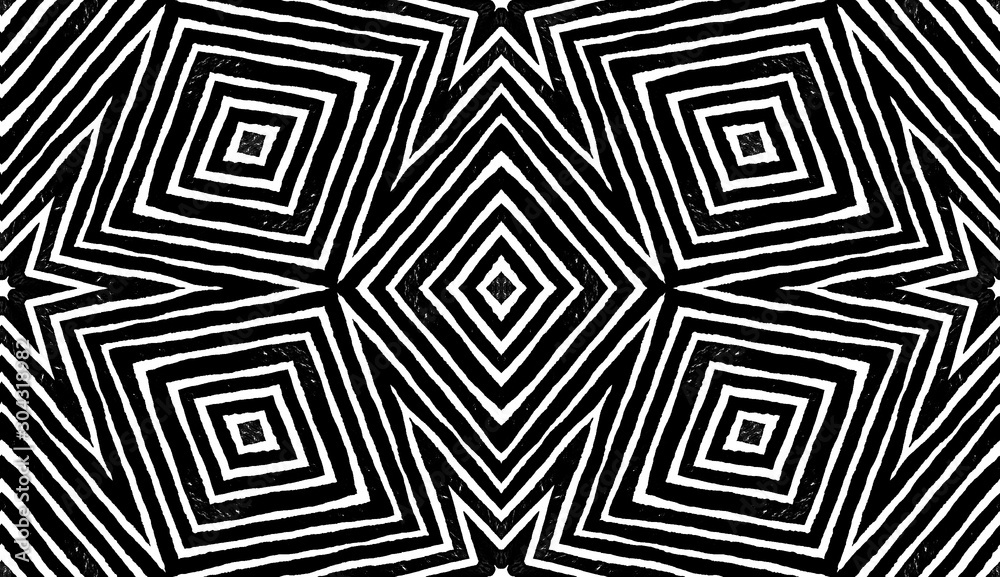 Dark black and white Geometric Watercolor. Dazzlin - obrazy, fototapety, plakaty 