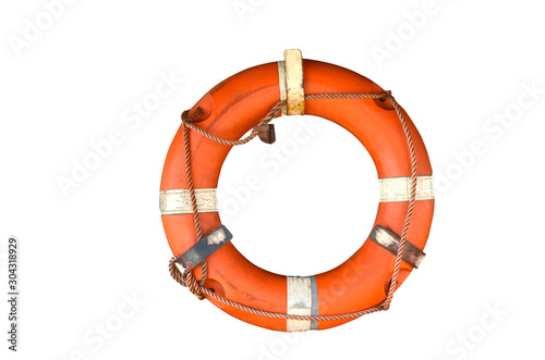 Life buoy on a white background,with clipping path