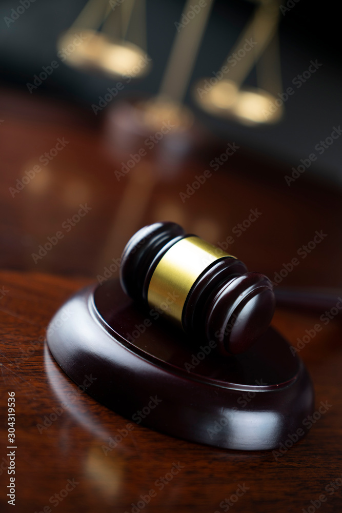Law concept. Gavel of  the judge and the scale of justice 
