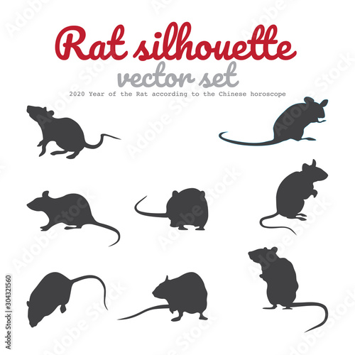 Silhouette of a rat. 2020 year of the rat according to the Chinese horoscope.