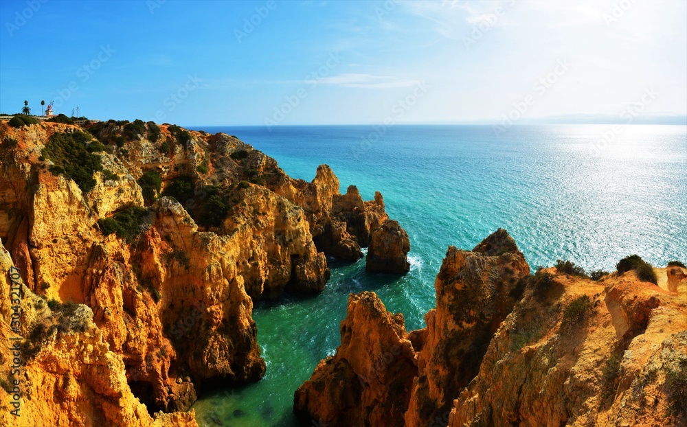 spectacular beach with rocks in the Algarve - Portugal 01.Nov.2019 spectacular beach with rocks in the Algarve - Portugal 01.Nov.2019