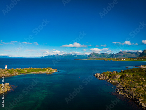 Fototapeta Naklejka Na Ścianę i Meble -  Lighthouse Hovsund Lofoten Islands Norway