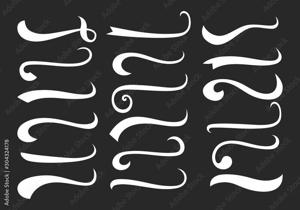 White text tails isolated vector design elements set