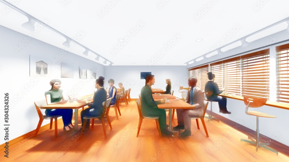 カフェ風 壁白 人有り イラスト28 Stock Illustration Adobe Stock