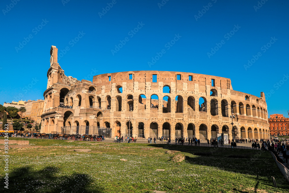 Sunny Day near the Colosseo Ruins, Rome, Italy