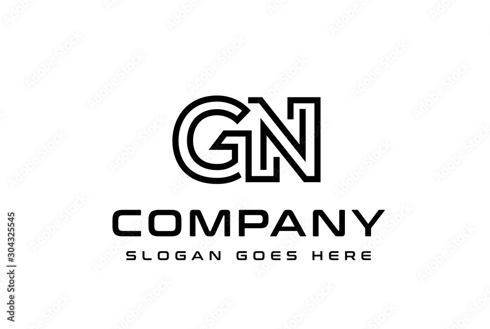 Initial letter GN logo vector template