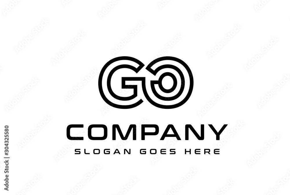 Initial letter GO logo vector template