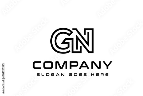 Initial letter GN logo vector template