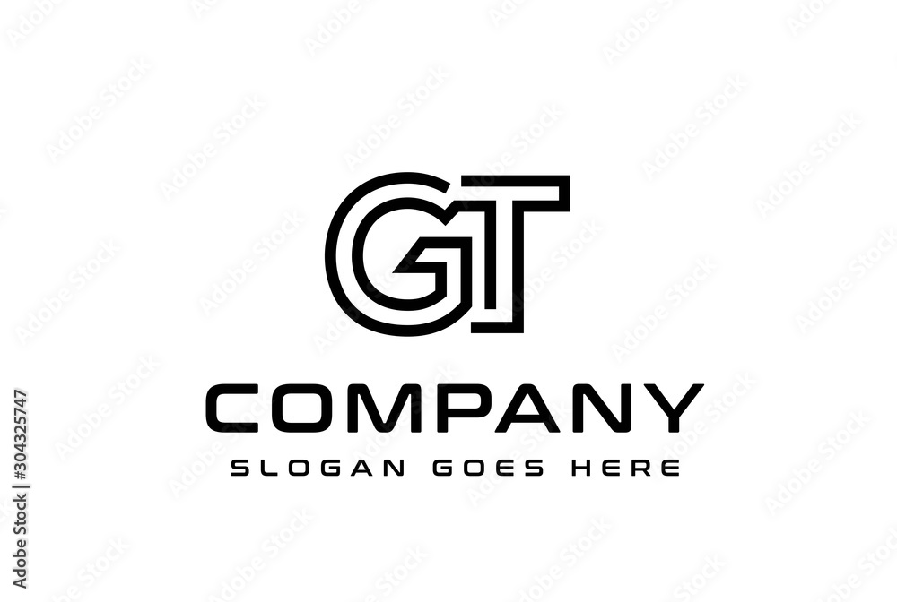 Initial letter GT logo vector template