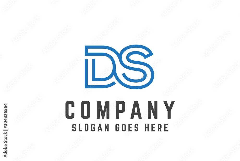 Blue initial letter DS logo vector template