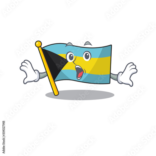 Flag bahamas cartoon with in surprised character