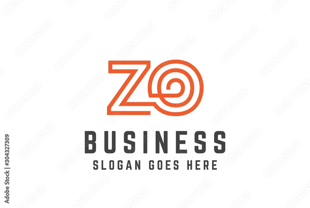 Orange initial letter ZO logo vector template