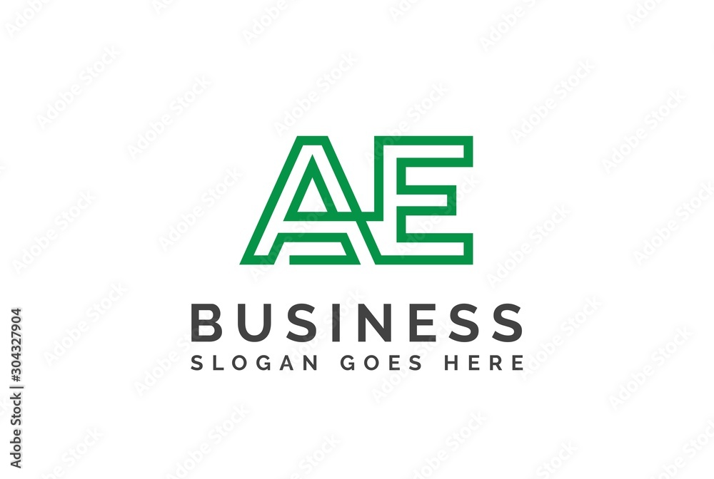 Green initial letter AE logo vector template Green initial letter AE logo vector template