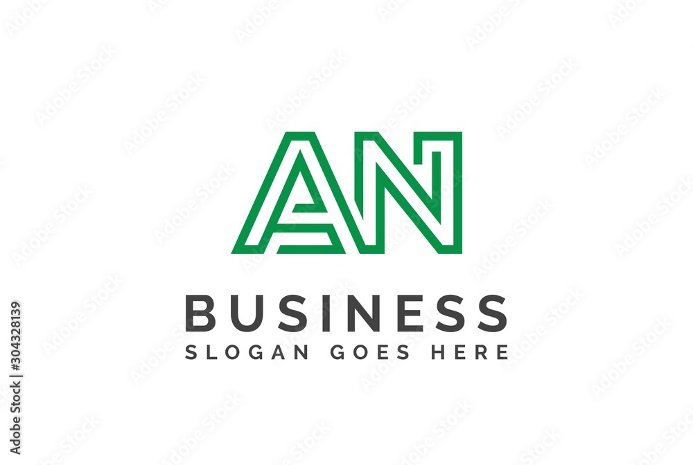 Green initial letter AN logo vector template Green initial letter AN logo vector template