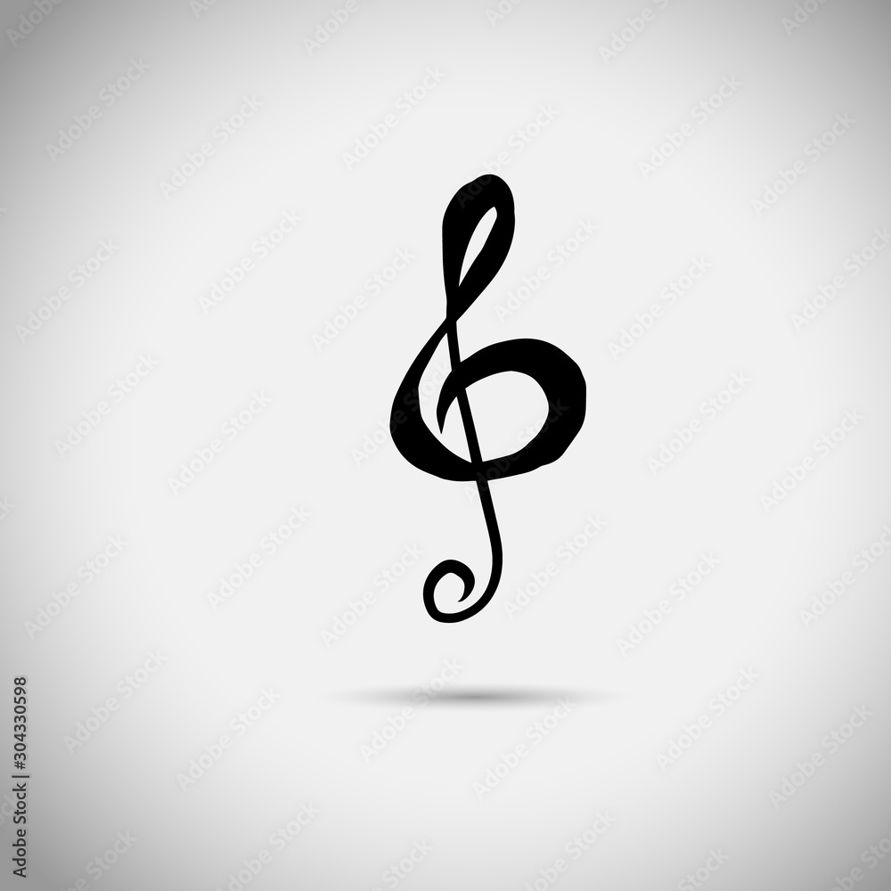 Vector illustration black treble clef isolated. Music key. Musical symbol. Vector illustration black treble clef isolated. Music key. Musical symbol.