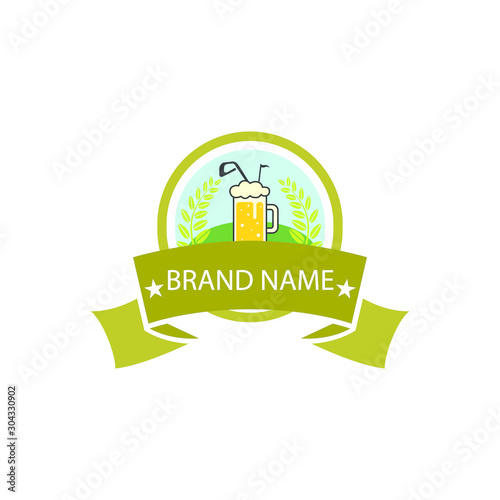 circle logo club golf with beer design icon 