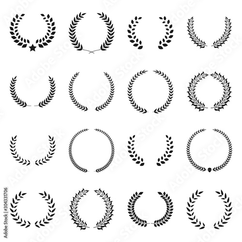 laurel wreath icon set. Vintage frames collection