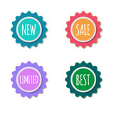 Color sale stickers collection. Set of vector labels