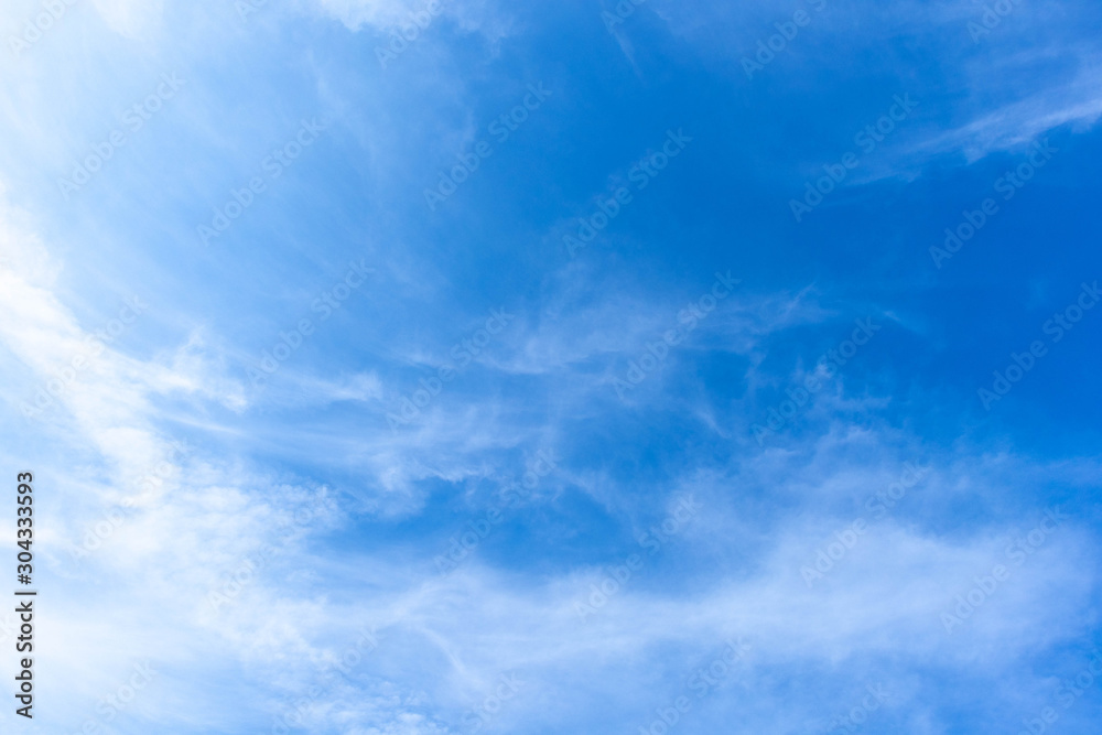 Blue sky and clouds on a clear day and good weather in the morning, fluffy and soft white clouds	