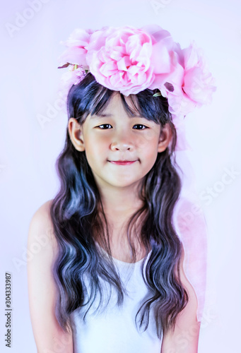 Asian little girl with black hair