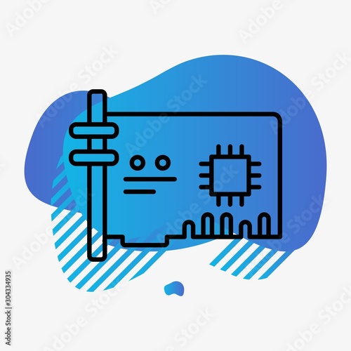  network Card Icon Isolated On Abstract Background