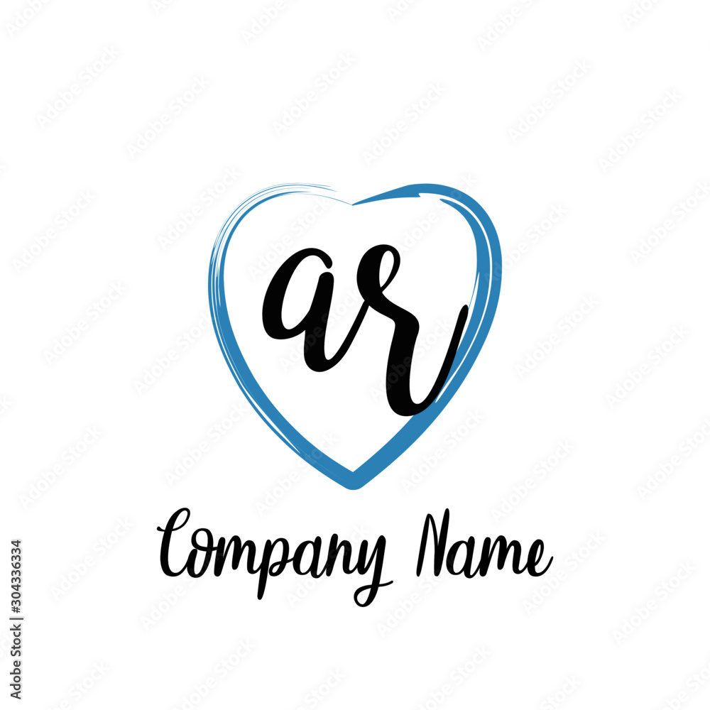 AR initial handwriting in a love brush-shaped template AR initial handwriting in a love brush-shaped template