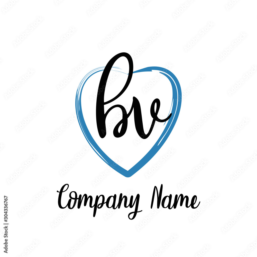 BV initial handwriting in a love brush-shaped template BV initial handwriting in a love brush-shaped template