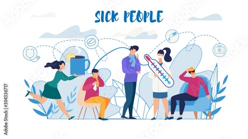 Sick People Suffering from Flu Need Help Poster