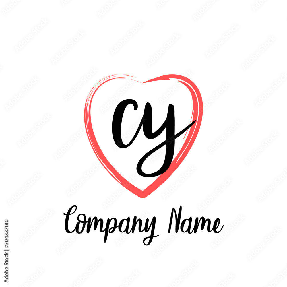 CY initial handwriting in a love brush-shaped template CY initial handwriting in a love brush-shaped template