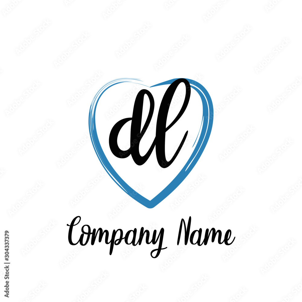 DL initial handwriting in a love brush-shaped template DL initial handwriting in a love brush-shaped template