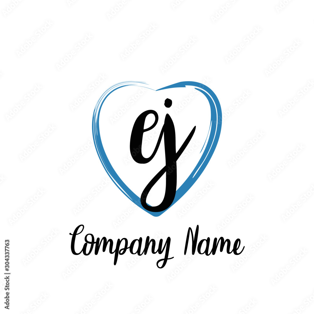 EJ initial handwriting in a love brush-shaped template EJ initial handwriting in a love brush-shaped template