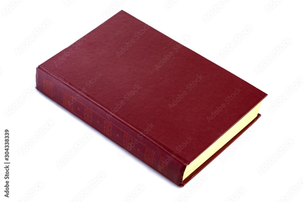 one closed book isolated on a white background top view one closed book isolated on a white background top view