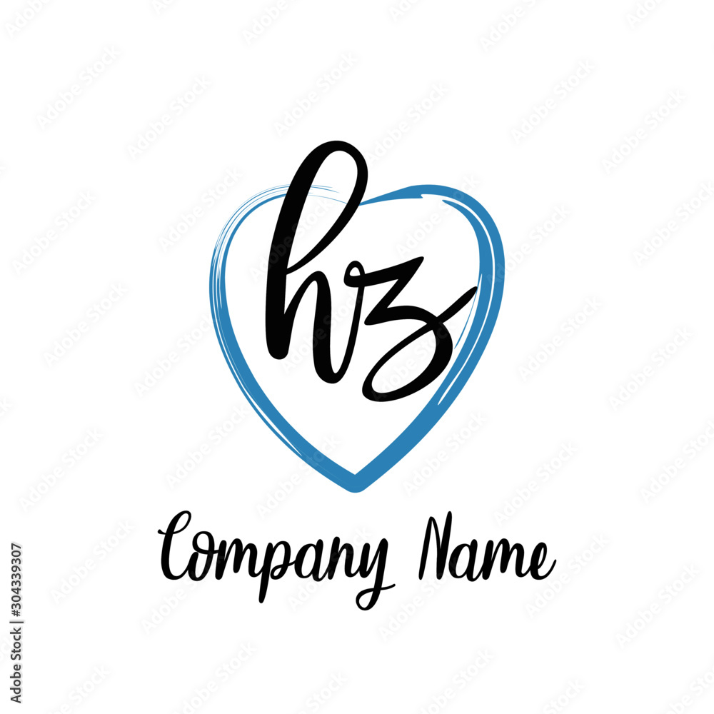 HZ initial handwriting in a love brush-shaped template HZ initial handwriting in a love brush-shaped template