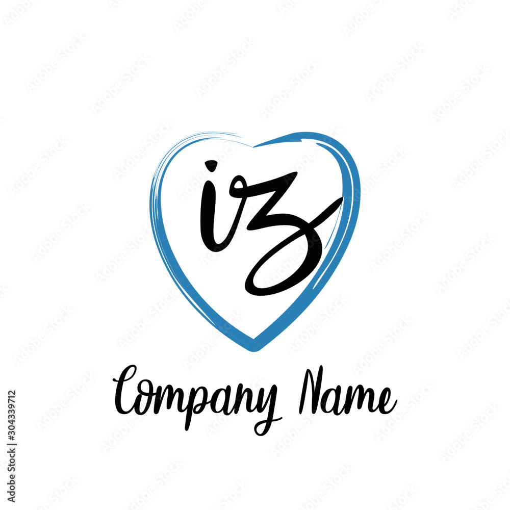 IZ initial handwriting in a love brush-shaped template IZ initial handwriting in a love brush-shaped template